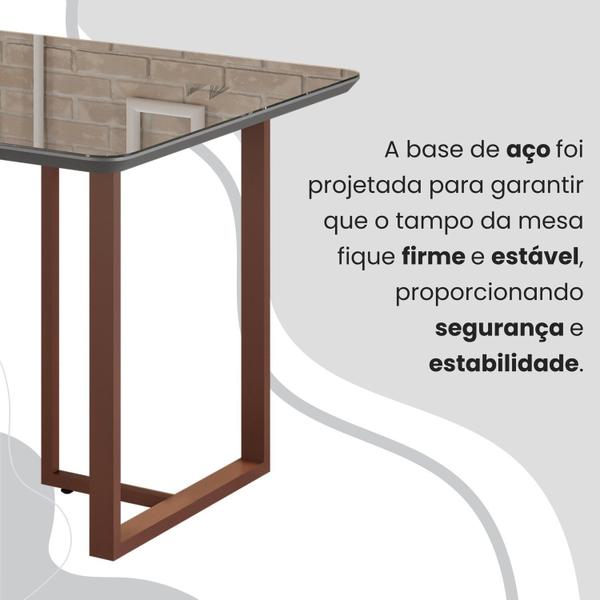 Imagem de Conjunto Sala de Jantar Mesa 120x90cm Base Lunna Tampo Mdflaca com Vidro Florença Creme/Marrom