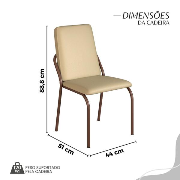 Imagem de Conjunto Sala de Jantar Mesa 120x90cm Base Pérola Tampo Mdf com Vidro Malibu Creme / Marrom