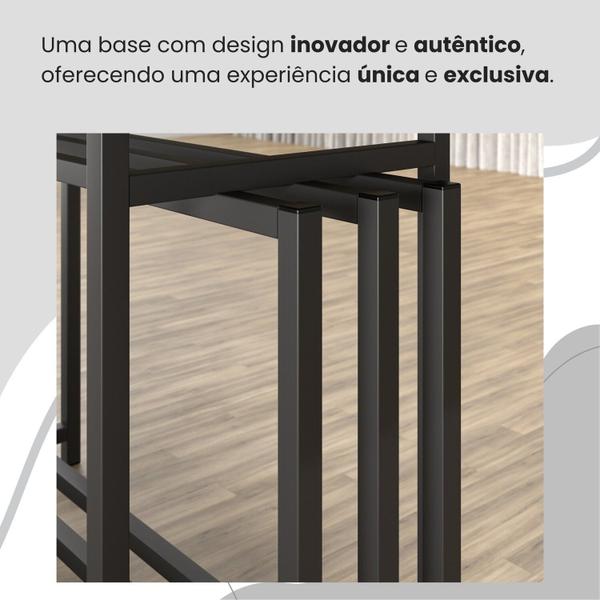 Imagem de Conjunto Sala de Jantar Mesa 120x90cm Base Pérola Tampo Mdf com Vidro Malibu