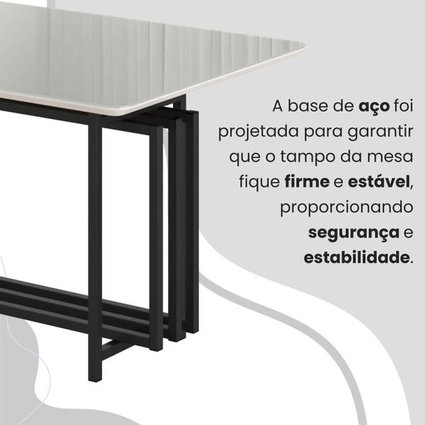 Imagem de Conjunto Sala de Jantar Mesa 120x90cm Base Pérola Tampo Mdf Laca com Vidro Florença