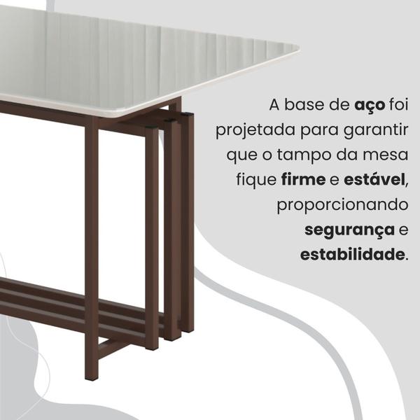 Imagem de Conjunto Sala de Jantar Mesa 120x90cm Base Pérola Tampo Mdf Laca com Vidro Florença