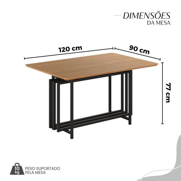 Imagem de Conjunto Sala de Jantar Mesa 120x90cm Base Pérola Tampo Mdf Malibu Preto Fosco