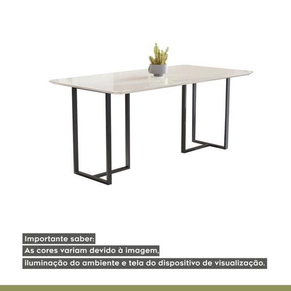 Imagem de Conjunto Sala de Jantar Mesa 135cm Tampo Vidro/MDF e 4 Cadeiras Genova MDecor Preto/Off White/Bege Caramelo/Preto