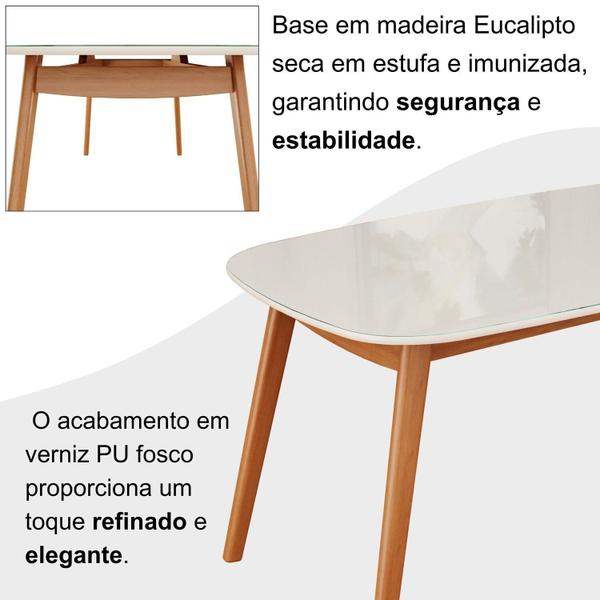 Imagem de Conjunto Sala de Jantar Mesa 135x80cm Tampo em Mdf com Vidro 4 Cadeiras Ceci Natural/Off White