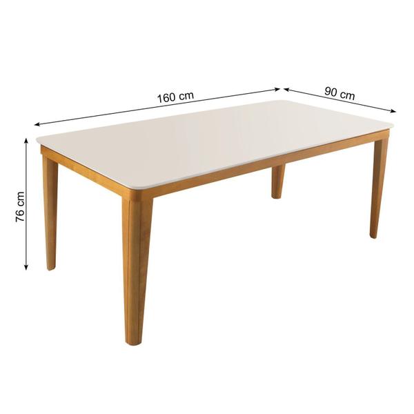 Imagem de Conjunto Sala de Jantar Mesa 160cm Tampo Madeira/Vidro Rubi Slim com 6 Cadeiras Rubi Tradição Móveis