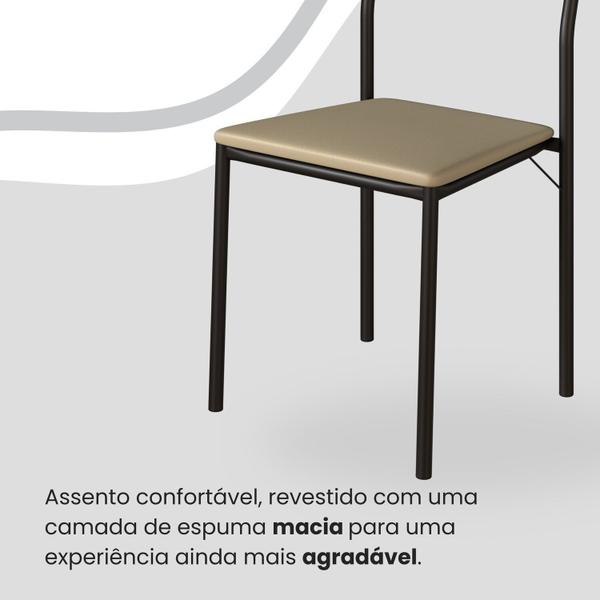 Imagem de Conjunto Sala de Jantar Mesa 160cm X 90cm Base Pérola Tampo Mdf Florença Creme / Preto