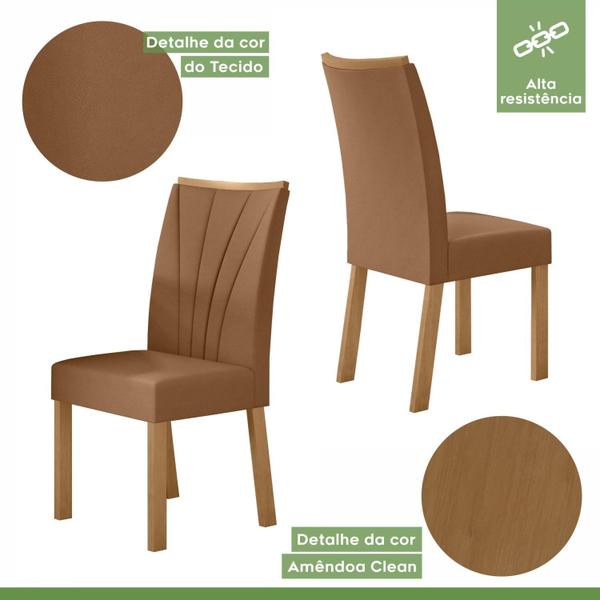 Imagem de Conjunto Sala de Jantar Mesa 160x80cm Tampo MDF/Vidro com 6 Cadeiras Apogeu Móveis Lopas