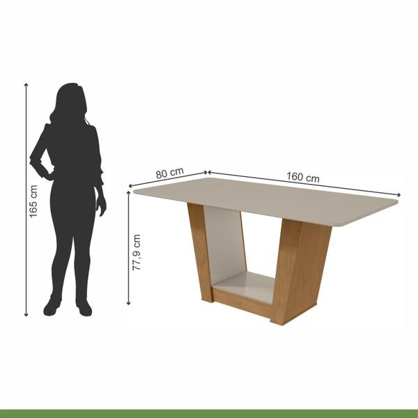 Imagem de Conjunto Sala de Jantar Mesa 160x80cm Tampo MDF/Vidro com 6 Cadeiras Apogeu Móveis Lopas