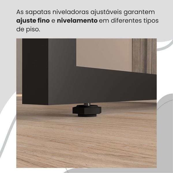 Imagem de Conjunto Sala de Jantar Mesa 160x90cm Base Lunna Tampo Mdf Laca com Vidro Florença Grafite/Preto