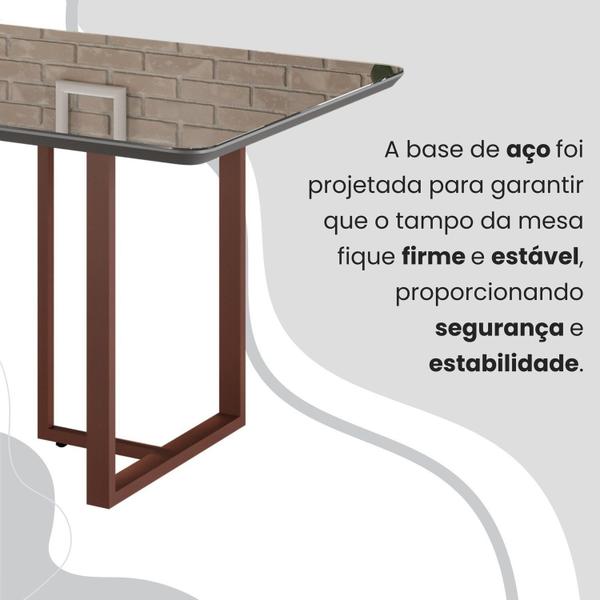 Imagem de Conjunto Sala de Jantar Mesa 160x90cm Base Lunna Tampo Mdf Laca com Vidro Florença