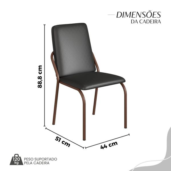 Imagem de Conjunto Sala de Jantar Mesa 160x90cm Base Pérola Tampo Mdf Laca com Vidro Malibu Preto / Marrom