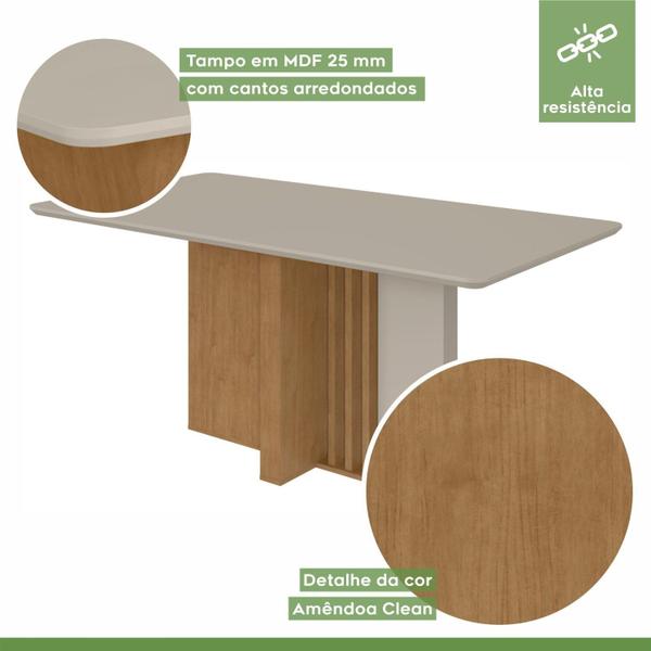 Imagem de Conjunto Sala de Jantar Mesa 170x90cm Tampo MDF com 6 Cadeiras Astrid