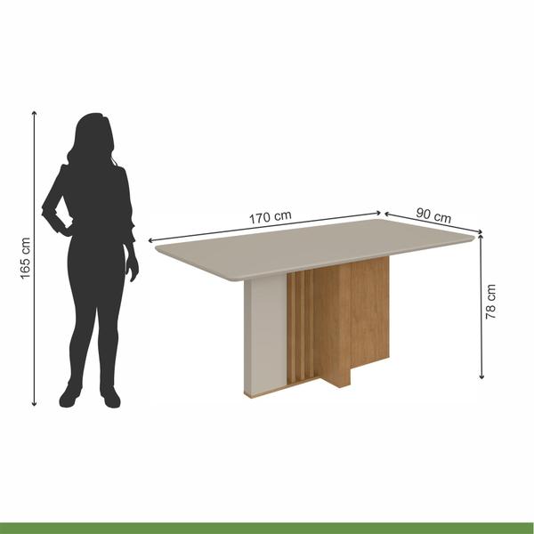 Imagem de Conjunto Sala de Jantar Mesa 170x90cm Tampo MDF com 6 Cadeiras Astrid Móveis Lopas