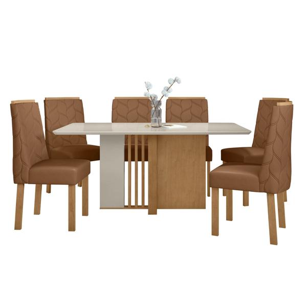 Imagem de Conjunto Sala de Jantar Mesa 170x90cm Tampo MDF com 6 Cadeiras Astrid Móveis Lopas