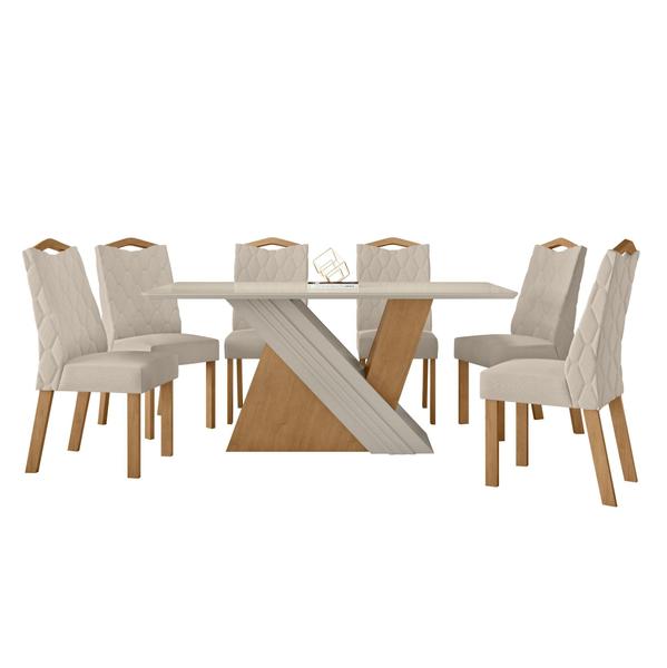 Imagem de Conjunto Sala de Jantar Mesa 170x90cm Tampo MDF com 6 Cadeiras Vênus Móveis Lopas