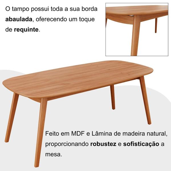 Imagem de Conjunto Sala de Jantar Mesa 180x80cm Tampo em Mdf Laminado 6 Cadeiras Ceci Yescasa Natural