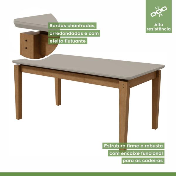 Imagem de Conjunto Sala de Jantar Mesa 180x90cm Tampo MDF/Vidro com 6 Cadeiras Astrid