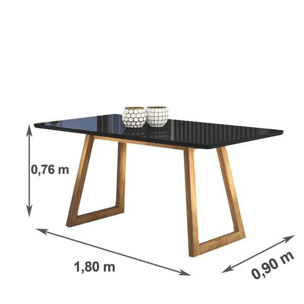 Imagem de Conjunto Sala de Jantar Mesa Ametista MDF/Vidro 180x90cm com 6 Cadeiras Cristal Tradição Móveis