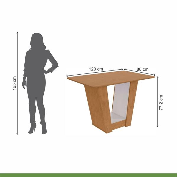 Imagem de Conjunto Sala de Jantar Mesa Apogeu 120cm Tampo Mdf no Glass 4 Cadeiras Celina Amêndoa /Off White/Bege