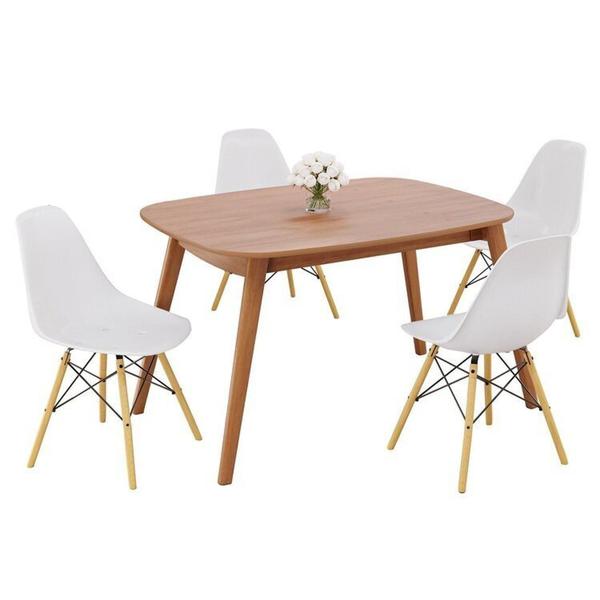 Imagem de Conjunto Sala de Jantar Mesa Ceci com 4 Cadeiras Eames Espresso Móveis Natural/Branco