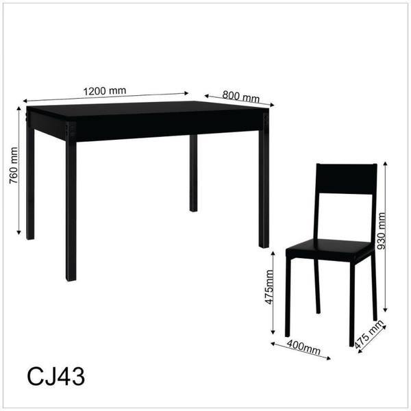 Imagem de Conjunto Sala de Jantar Mesa em Aço/Madeira ccom 4 Cadeiras Vinil Preto