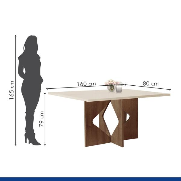 Imagem de Conjunto Sala de Jantar Mesa Laura Tampo Dakota Plus 160X80cm com 6 Cadeiras Laura Yescasa