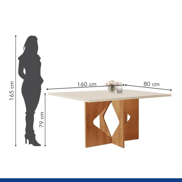Imagem de Conjunto Sala de Jantar Mesa Laura Tampo Dakota Plus 160X80cm com 6 Cadeiras Laura Yescasa
