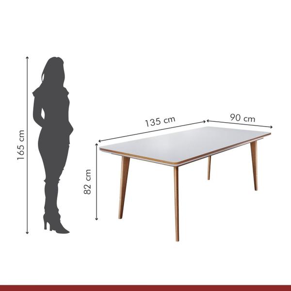 Imagem de Conjunto Sala de Jantar Mesa Mad 135cm com 4 Cadeiras Berlimestrutura em madeira Maciça e Tampo MDF/Vidro