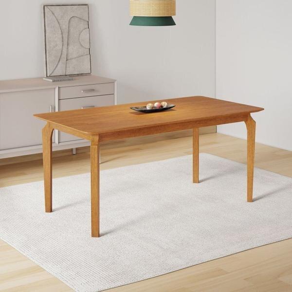 Imagem de Conjunto Sala de Jantar Mesa Madeira Maciça com 6 Cadeiras Eames Espresso Móveis Cinamomo/Branco