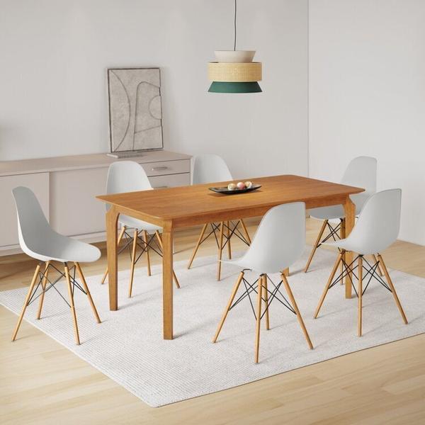 Imagem de Conjunto Sala de Jantar Mesa Madeira Maciça com 6 Cadeiras Eames Espresso Móveis