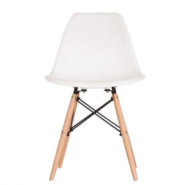 Imagem de Conjunto Sala de Jantar Mesa Madeira Maciça Tampo Vidro com 6 Cadeiras Eames Espresso Móveis Branco/Marrom