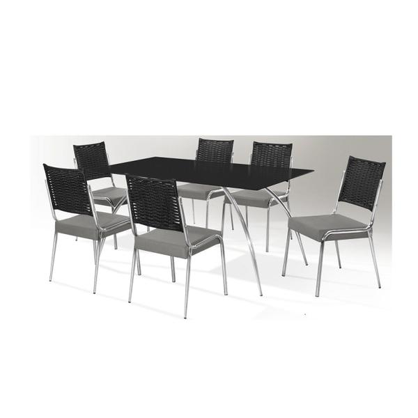 Imagem de Conjunto Sala de Jantar Mesa Milleni 160x90cm com 6 Cadeiras Riana Junco Aço Nobre Móveis
