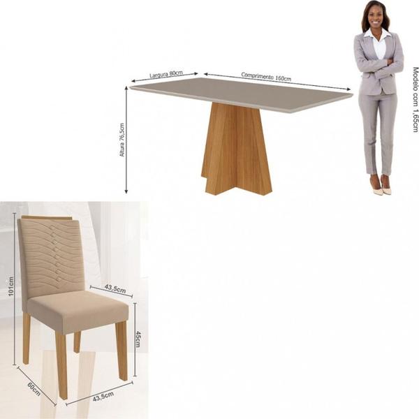 Imagem de Conjunto Sala de Jantar Mesa Patricia 160cm 6 Cadeira Clarice Cimol