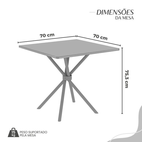 Imagem de Conjunto Sala de Jantar Mesa Quadrada 70x70cm Tampo Granito Topázio 4 Cadeiras Linda Yescasa Creme/Preto Fosco