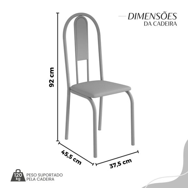 Imagem de Conjunto Sala de Jantar Mesa Quadrada 70x70cm Tampo Granito Topázio 4 Cadeiras Linda Yescasa Paraopeba/Prata