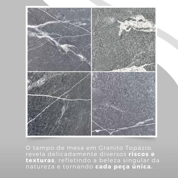 Imagem de Conjunto Sala de Jantar Mesa Quadrada 70x70cm Tampo Granito Topázio 4 Cadeiras Linda Yescasa Preto Floral/Branco