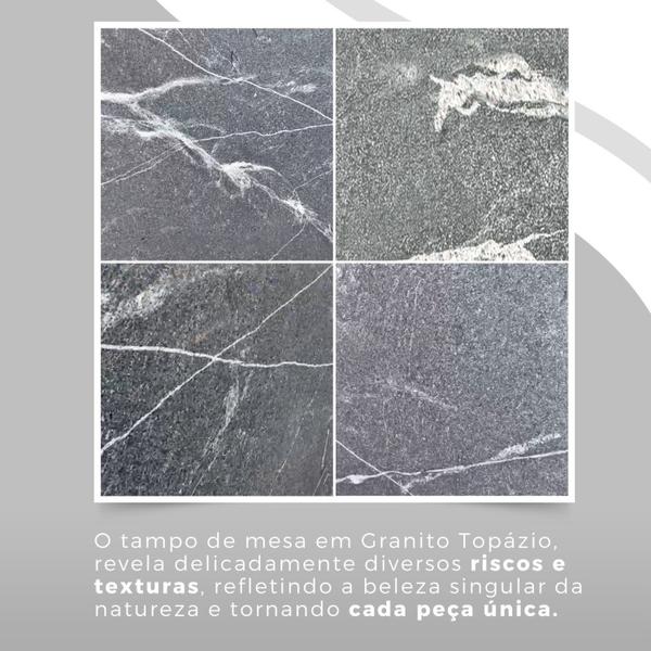 Imagem de Conjunto Sala de Jantar Mesa Quadrada 70x70cm Tampo Granito Topázio 4 Cadeiras Paraty