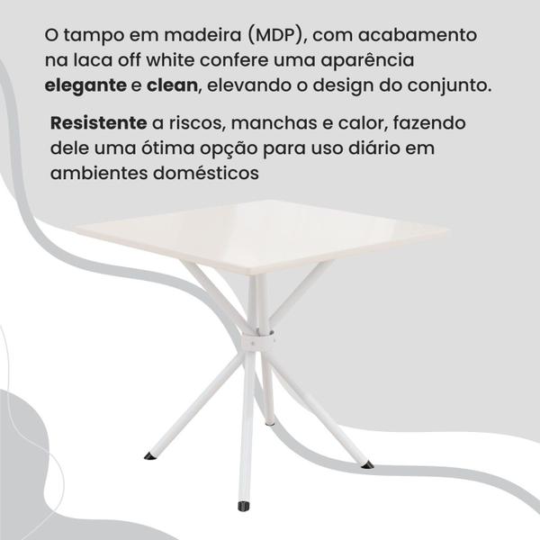 Imagem de Conjunto Sala de Jantar Mesa Quadrada 70x70cm Tampo Madeira Mdp 4 Cadeiras Rio Preto Floral / Branco