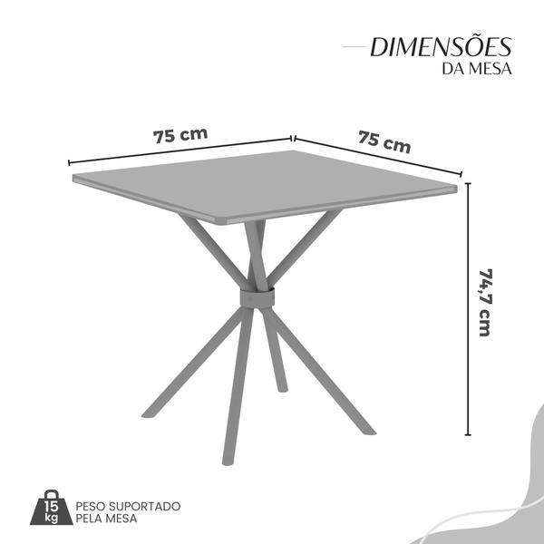 Imagem de Conjunto Sala de Jantar Mesa Quadrada 75x75cm Tampo Ardósia Indiana 4 Cadeiras Rio