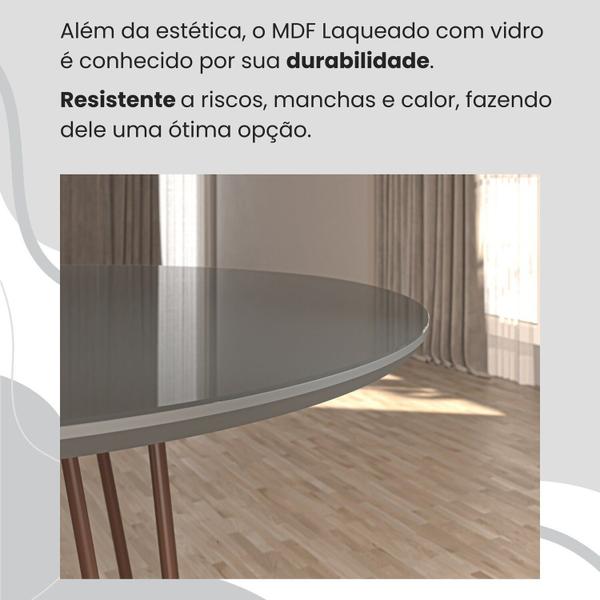 Imagem de Conjunto Sala de Jantar Mesa Redonda 100cm Base Omega Tampo Mdf Laca com Vidro Florença