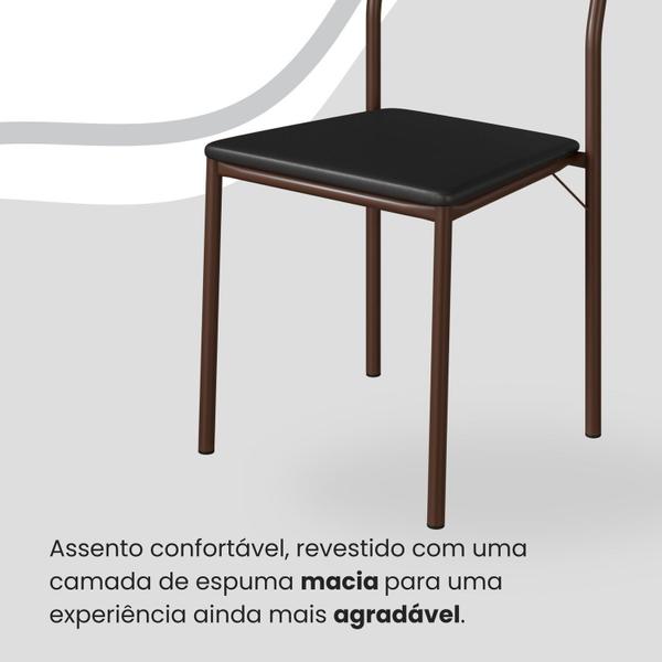 Imagem de Conjunto Sala de Jantar Mesa Redonda 100cm Base Omega Tampo Mdf Laca com Vidro Florença Preto/ Marrom