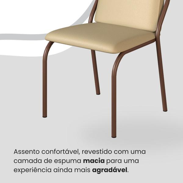 Imagem de Conjunto Sala de Jantar Mesa Redonda 100cm Base Omega Tampo Mdf Laca com Vidro Malibu Creme / Marrom