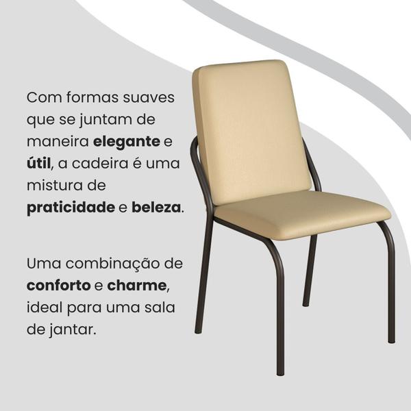 Imagem de Conjunto Sala de Jantar Mesa Redonda 100cm Base Omega Tampo Mdf Laca com Vidro Malibu Creme / Preto