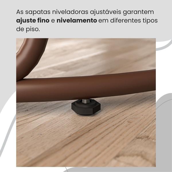 Imagem de Conjunto Sala de Jantar Mesa Redonda 100cm Base Omega Tampo Mdf Laca com Vidro Malibu Marrom