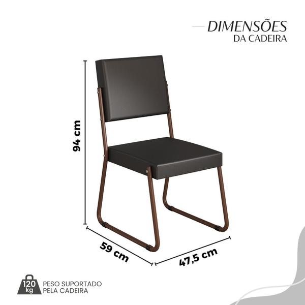 Imagem de Conjunto Sala de Jantar Mesa Redonda 100cm Base Omega Tampo Mdf Laca com Vidro Napoli Preto / Marrom