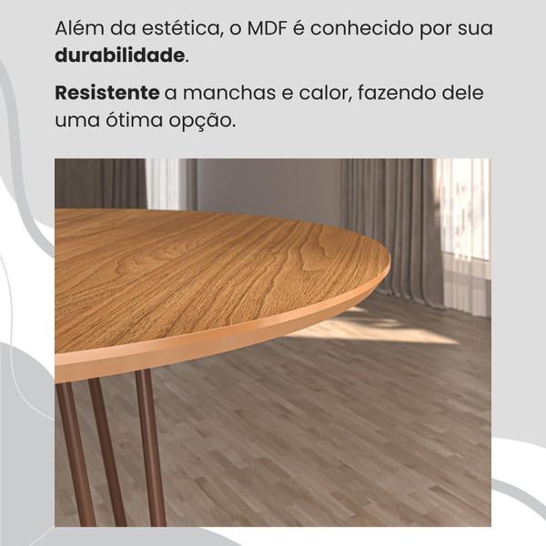 Imagem de Conjunto Sala de Jantar Mesa Redonda 100cm Base Omega Tampo Mdf Napoli Creme / Marrom