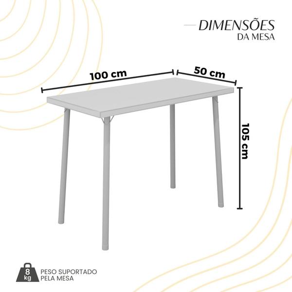 Imagem de Conjunto Sala de Jantar Mesa Retangular 100x50cm Tampo Mdp 25mm 2 Banquetas Blumenau Yescasa Flor de Lotus / Mart Prata