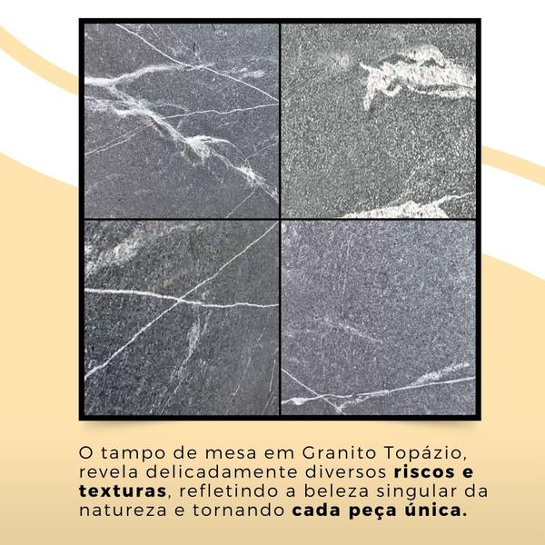 Imagem de Conjunto Sala de Jantar Mesa Retangular 100x60cm Tampo Granito Topázio 2 Banquetas Maragogi Yescasa Mosaico Branco Preto/ Mart Prata