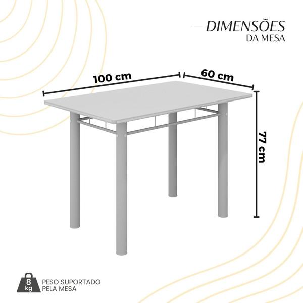 Imagem de Conjunto Sala de Jantar Mesa Retangular 100x60cm Tampo Granito Topázio 4 Banquetas Maragogi Yescasa Flor de Lotus / Branco