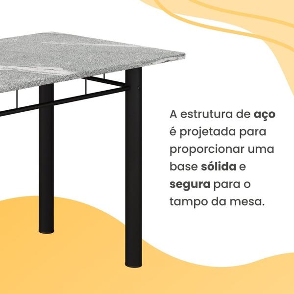 Imagem de Conjunto Sala de Jantar Mesa Retangular 100x60cm Tampo Granito Topázio 4 Banquetas Maragogi Yescasa Preto Liso / Preto Fosco